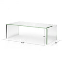 42.0" x 19.7" Clear Tempered Glass Coffee Table with Rounded Edges
