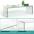 42.0" x 19.7" Clear Tempered Glass Coffee Table with Rounded Edges