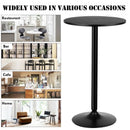 24 Inch Bistro Pub Table Round Bar Height Cocktail Table with Metal Base and MDF Top
