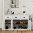 3 Drawers Sideboard Buffet Storage with Adjustable Shelves-White