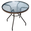 Patio Steel Round Table with Umbrella Holes for Outdoor