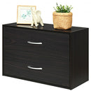2-Drawer Stackable Horizontal Storage Cabinet Dresser Chest with Handles-Espresso