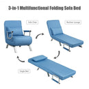 Folding 5 Position Convertible Sleeper Bed Armchair Lounge Couch with Pillow-Blue