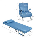 Folding 5 Position Convertible Sleeper Bed Armchair Lounge Couch with Pillow-Blue
