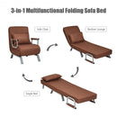 Folding 5 Position Convertible Sleeper Bed Armchair Lounge Couch with Pillow-Coffee