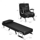 Folding 5 Position Convertible Sleeper Bed Armchair Lounge Couch with Pillow-Black