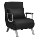 Folding 5 Position Convertible Sleeper Bed Armchair Lounge Couch with Pillow-Black