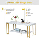 Modern Coffee Table Faux Marble Top Accent Cocktail Table