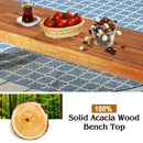 Patio Acacia Wood Dining Bench Seat with Steel Legs
