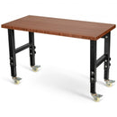 48"×24" Adjustable Height Mobile Workbench with Caster-Coffee