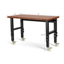 48"×24" Adjustable Height Mobile Workbench with Caster-Coffee