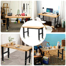 48"×24" Adjustable Height Mobile Workbench with Caster-Natural