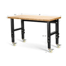 48"×24" Adjustable Height Mobile Workbench with Caster-Natural