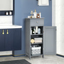 Wooden Storage Free-Standing Floor Cabinet with Drawer and Shelf-Gray