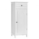 Wooden Storage Free-Standing Floor Cabinet with Drawer and Shelf-White