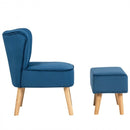Leisure Chair and Ottoman Thick Padded Tufted Sofa Set-Blue