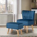 Leisure Chair and Ottoman Thick Padded Tufted Sofa Set-Blue