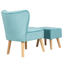 Leisure Chair and Ottoman Thick Padded Tufted Sofa Set-Turquoise