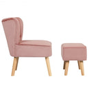 Leisure Chair and Ottoman Thick Padded Tufted Sofa Set-Pink