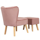Leisure Chair and Ottoman Thick Padded Tufted Sofa Set-Pink