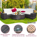 6Pcs Rattan Furniture Cushioned Sofa Set-White