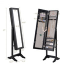 Mirrored Standing Jewelry Cabinet Storage Box-Black