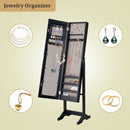 Mirrored Standing Jewelry Cabinet Storage Box-Black