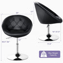 1 PC Modern Adjustable Swivel Round PU Leather Chair-Black