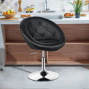 1 PC Modern Adjustable Swivel Round PU Leather Chair-Black