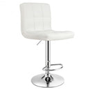 Adjustable Swivel Bar Stool with PU Leather-White