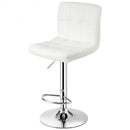 Adjustable Swivel Bar Stool with PU Leather-White
