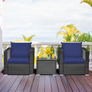 3 Pieces Patio Wicker Furniture Set with Cushion-Navy