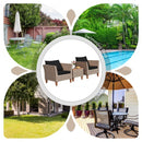 3 Pieces Patio Rattan Bistro Furniture Set-Black