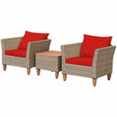 3 Pieces Patio Rattan Bistro Furniture Set-Red