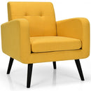 Modern Upholstered Comfy Accent Chair Single Sofa with Rubber Wood Legs-Yellow