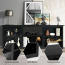 2-Tier Entertainment Media Console TV Stand-Black