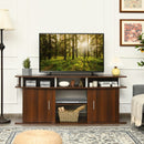 63" TV Entertainment Console Center with 2 Cabinets-Walnut