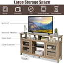 58" TV Stand Entertainment Console Center with 2 Cabinets-Natural
