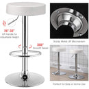 Set of 2 Adjustable Round PU Leather Swivel Barstool with Chrome Footrest-White