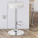 Set of 2 Adjustable Round PU Leather Swivel Barstool with Chrome Footrest-White