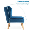 Armless Accent Chair Modern Velvet Leisure Chair-Blue