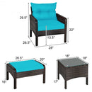 5 Pcs Patio Rattan Furniture Set Sofa