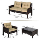 4 pcs Patio Rattan Free Combination Sofa Set with Cushion and Coffee Table