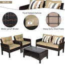 4 pcs Patio Rattan Free Combination Sofa Set with Cushion and Coffee Table