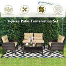 4 pcs Patio Rattan Free Combination Sofa Set with Cushion and Coffee Table