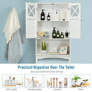 2-door Over The Toilet Bathroom Storage Cabinet with Adjustable Shelf