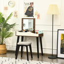 Vanity Table Set with Flip Top Mirror and Padded Stool-Wood