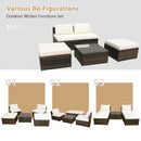 5 PCS Patio Rattan Wicker Furniture Set with Cushions