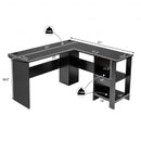 Modern L-Shaped Computer Desk with Shelves-Black