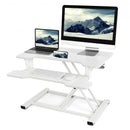 Height Adjustable Standing Desk Converter with Removable Keyboard Tray-White